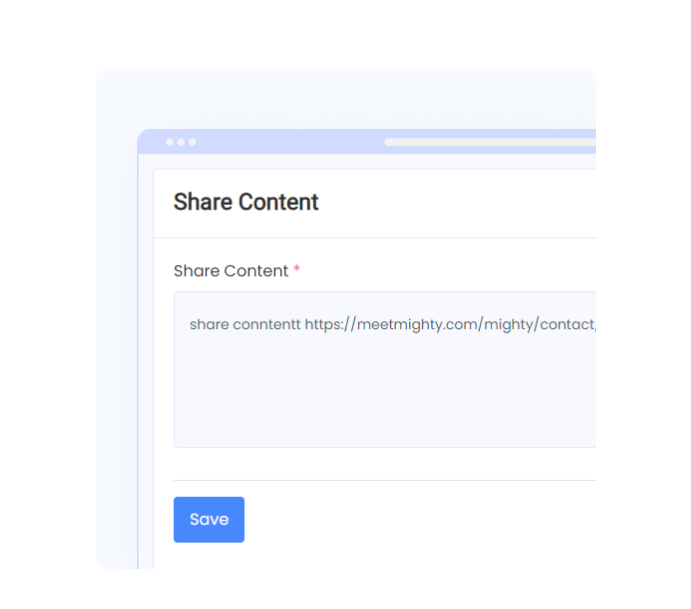 content sharing simplification using mightyweb's Admin panel