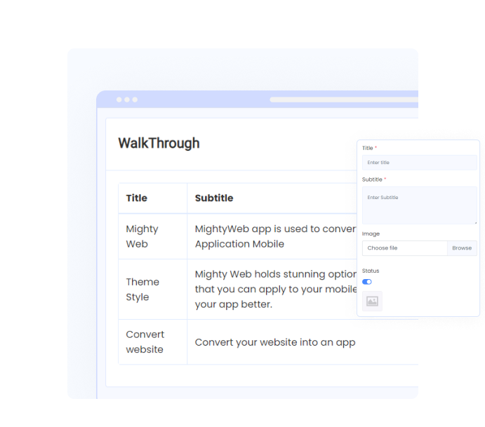 Create engaging app walkthroughs using mightyweb's Admin panel